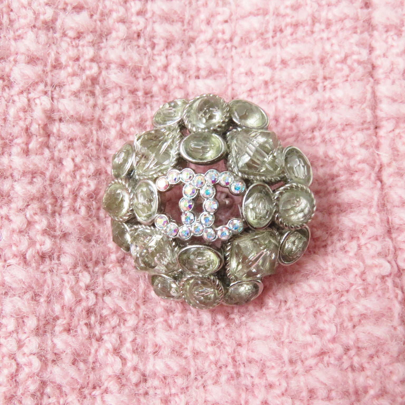 Top Quality Chanel Wool COCO Mark Button Jacket Pink