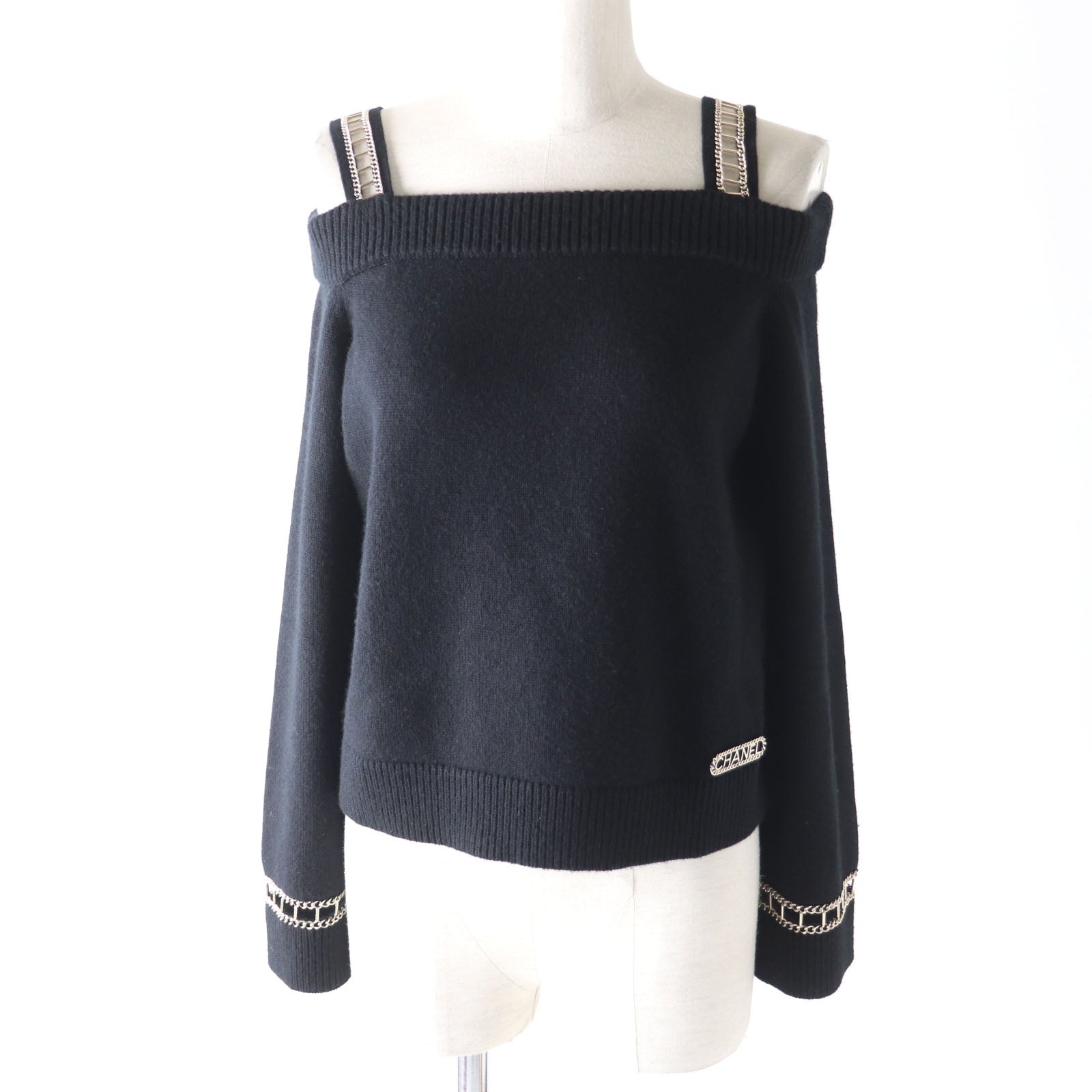 Top Quality Chanel Cashmere Off-Shoulder Knit Sweater
