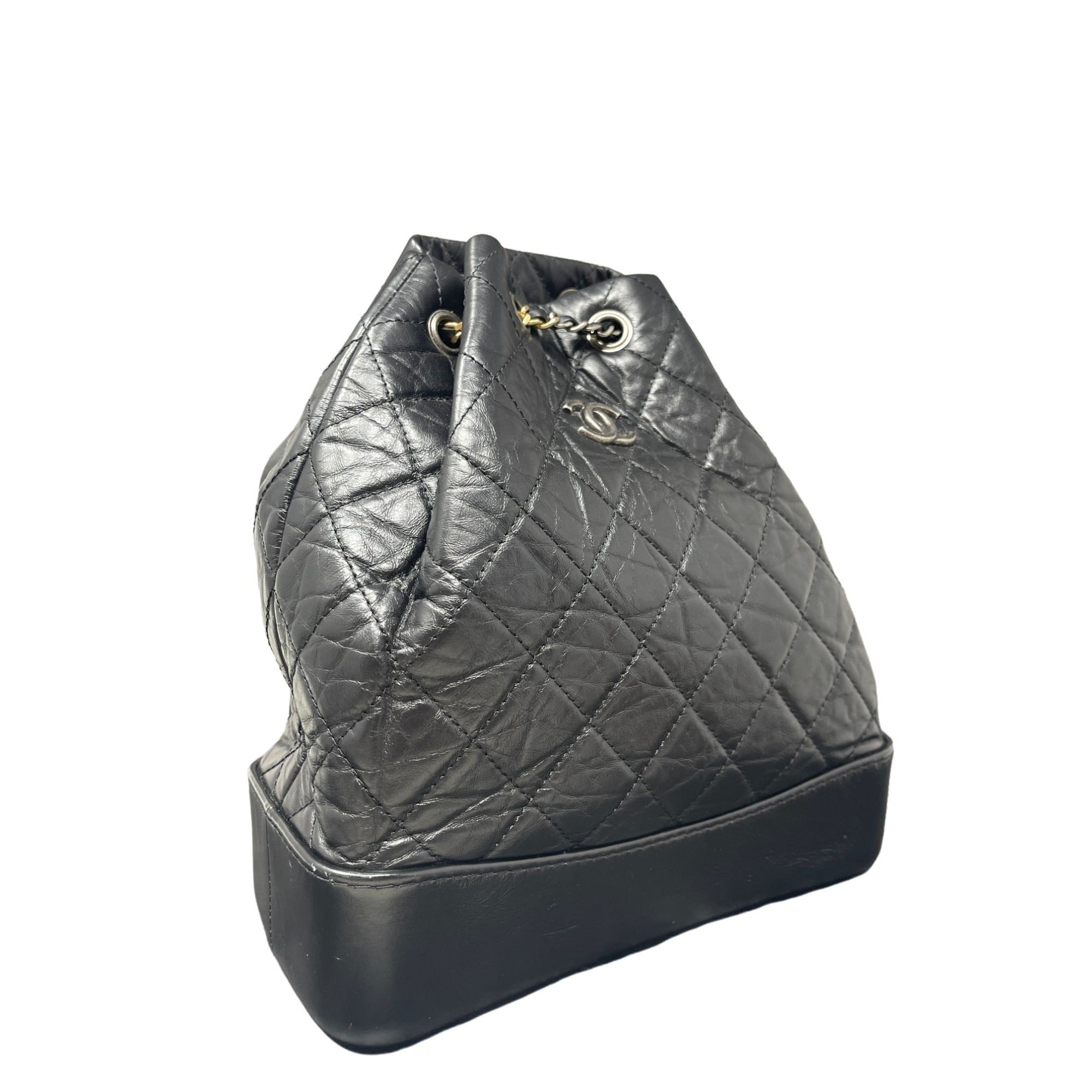 Top Quality Chanel Top Quality Chanel Aged Calfskin Quilted Small Gabrielle Backpack Black - Black