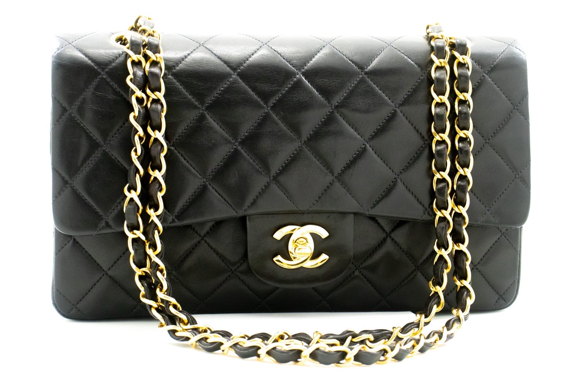 Top Quality Chanel Classic Double New 10 Chain Shoulder Bag Black Lambskin