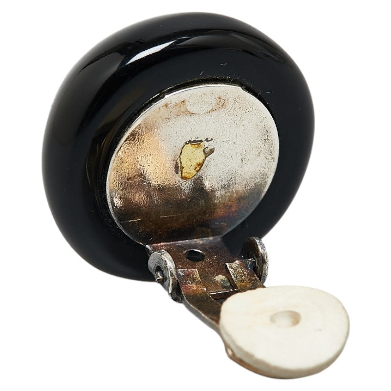 Top Quality Chanel Vintage Coco Mark Button Earrings Gold Black