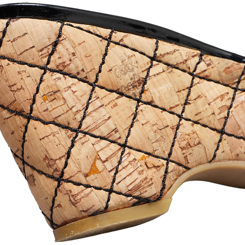 Top Quality Chanel Patent Wedge Sandals Black Beige