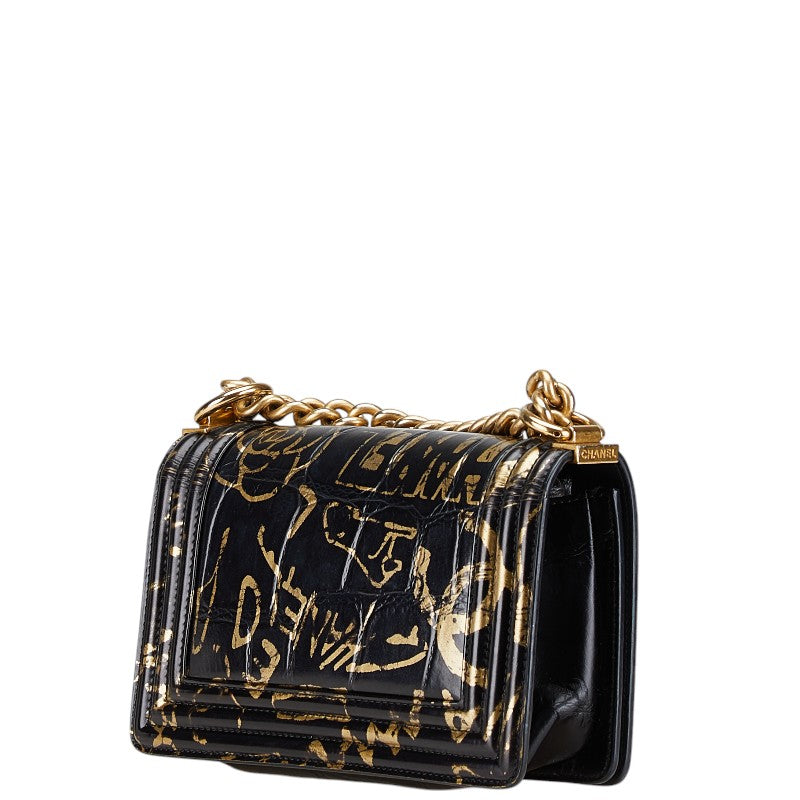 Top Quality Chanel Graffiti Boy Croc Embossed Leather Shoulder Bag