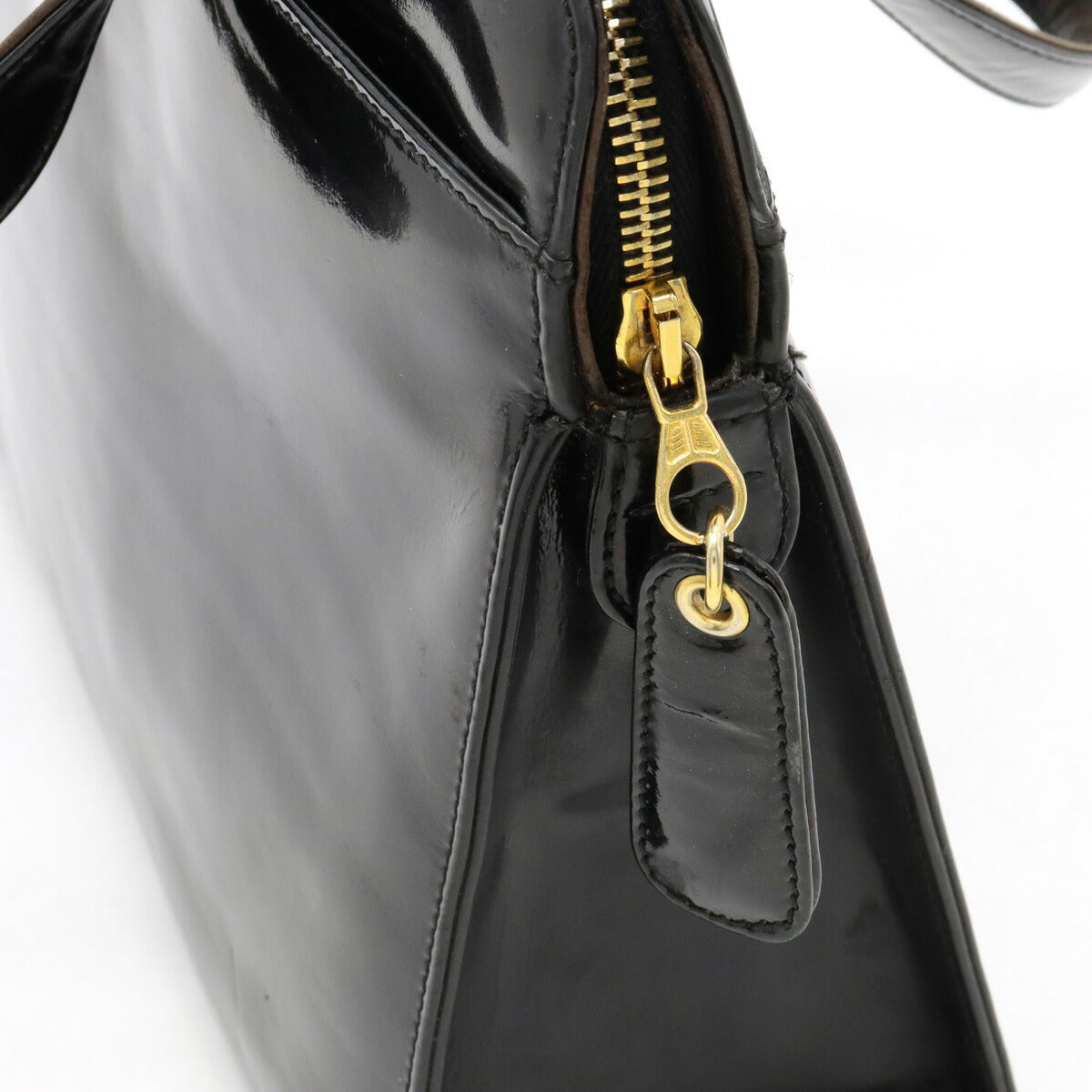 Top Quality Chanel Logo Patent Leather Tote Bag Black