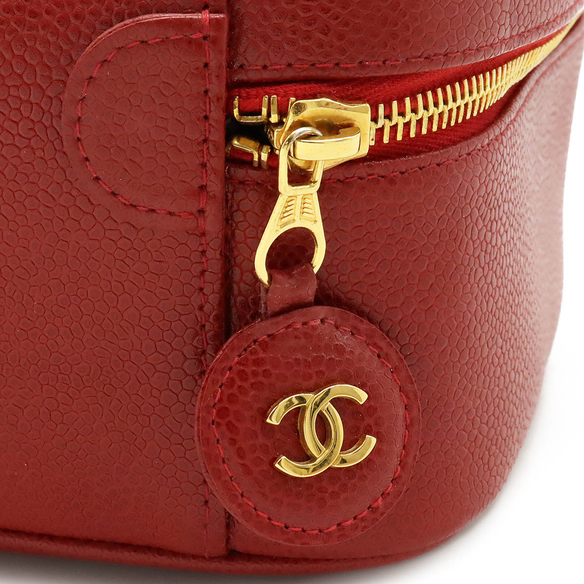 Top Quality Chanel Caviar Vanity Handbag Red Leather