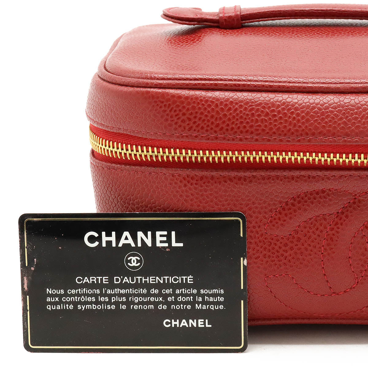 Top Quality Chanel Caviar Vanity Handbag Red Leather