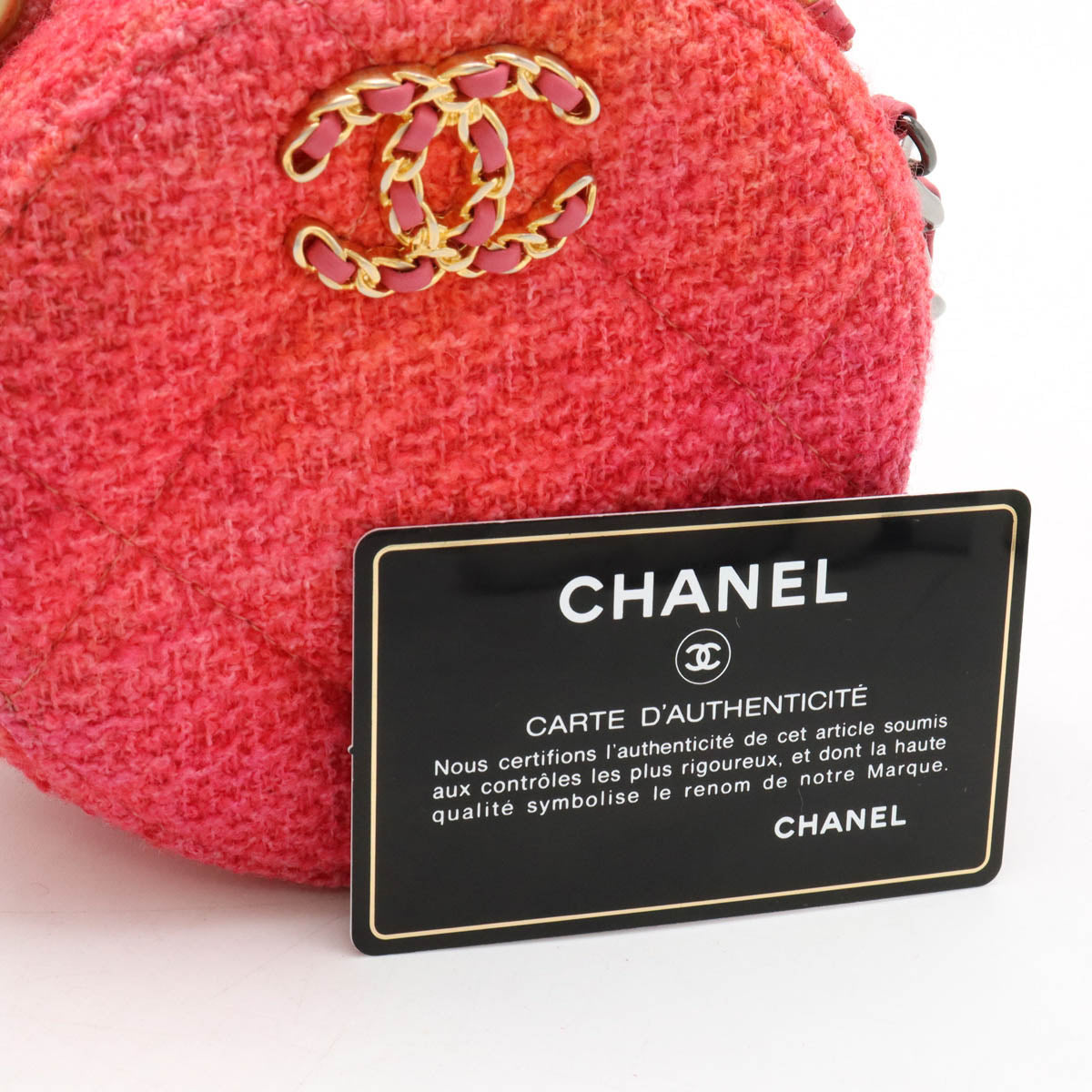 Top Quality Chanel Tweed CHANEL19 Round Chain Shoulder Bag AP0945