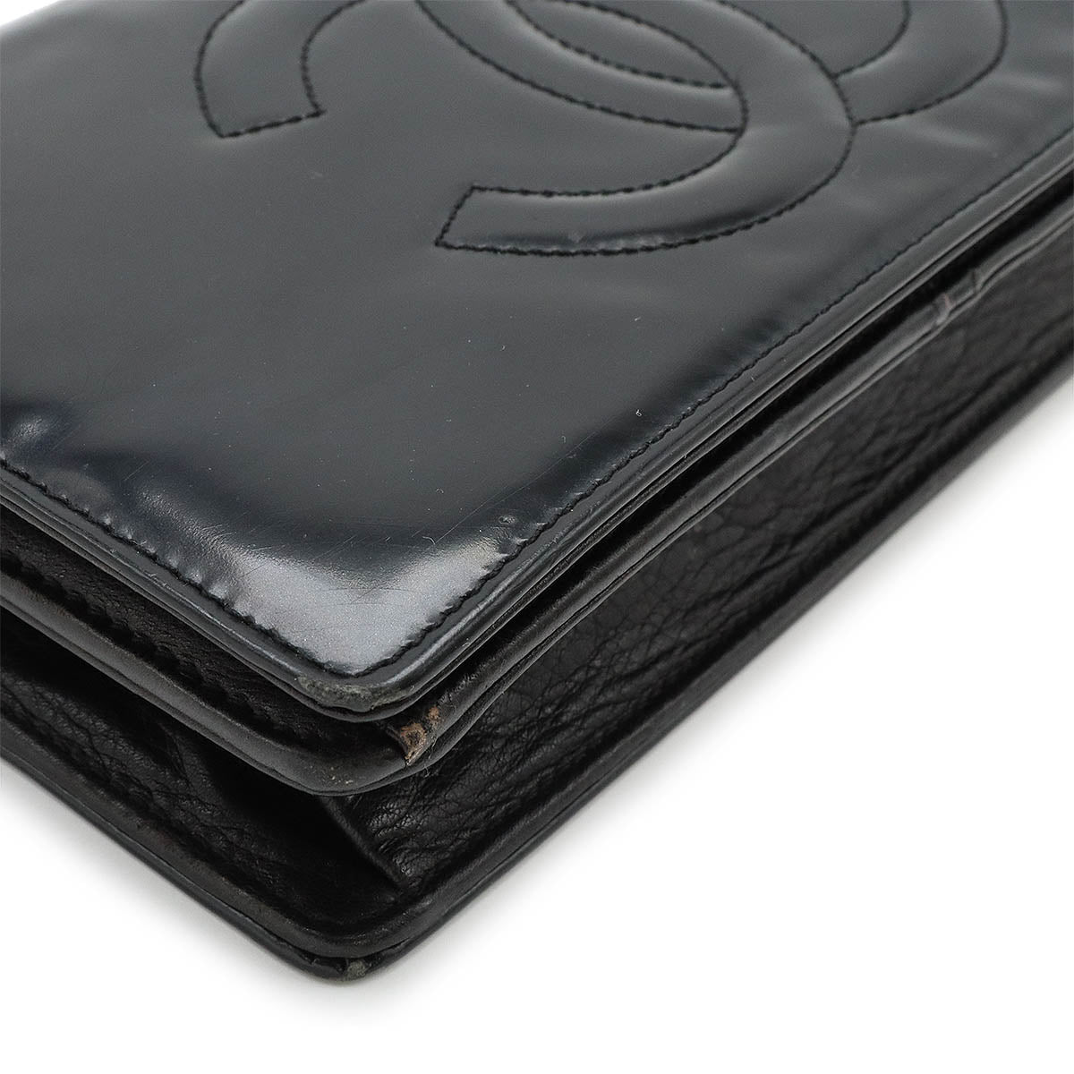 Top Quality Chanel Coco Mark Chain Wallet Patent Leather Black