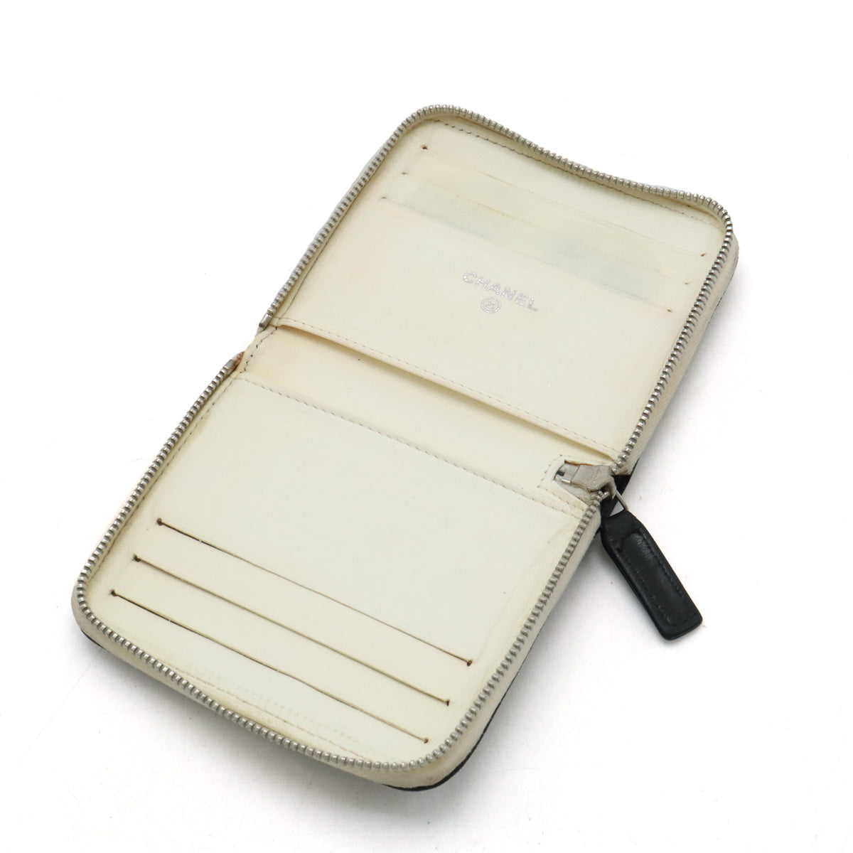 Top Quality Chanel Leather Card Case Black Ivory