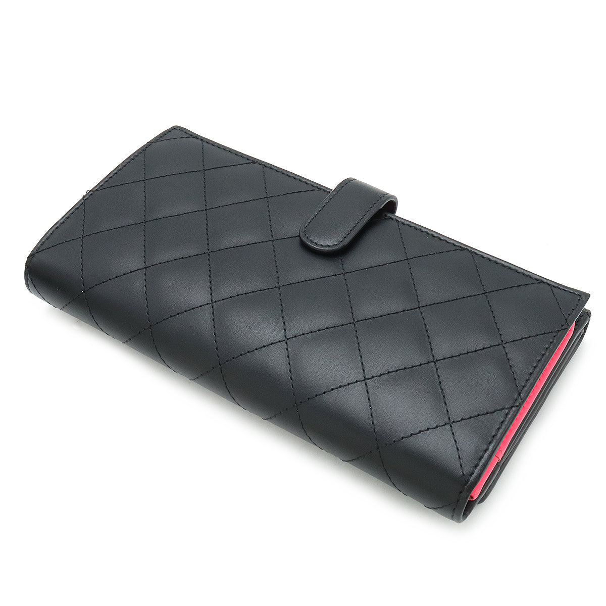 Top Quality Chanel Cambon Line Leather Wallet Black Pink
