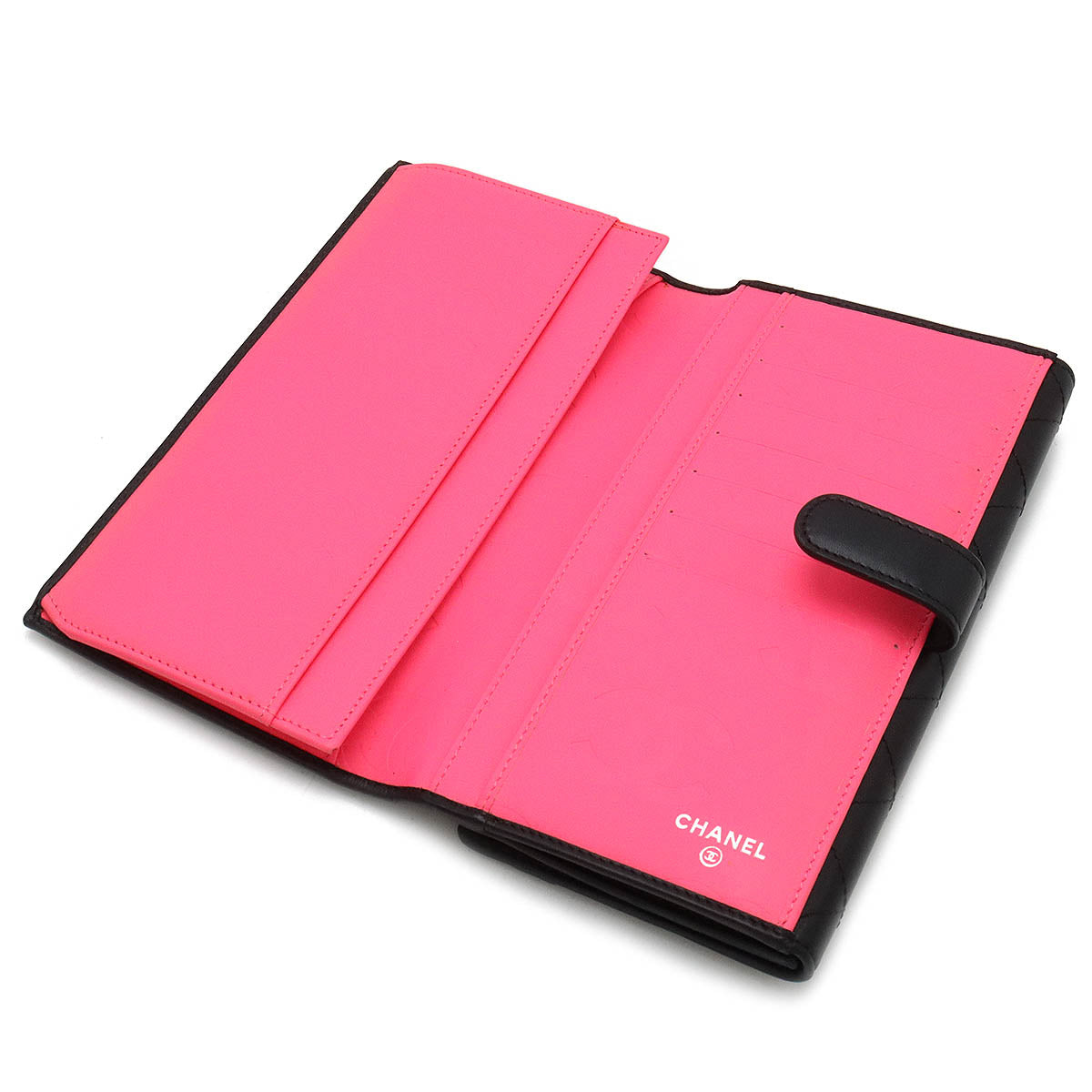 Top Quality Chanel Cambon Line Leather Wallet Black Pink