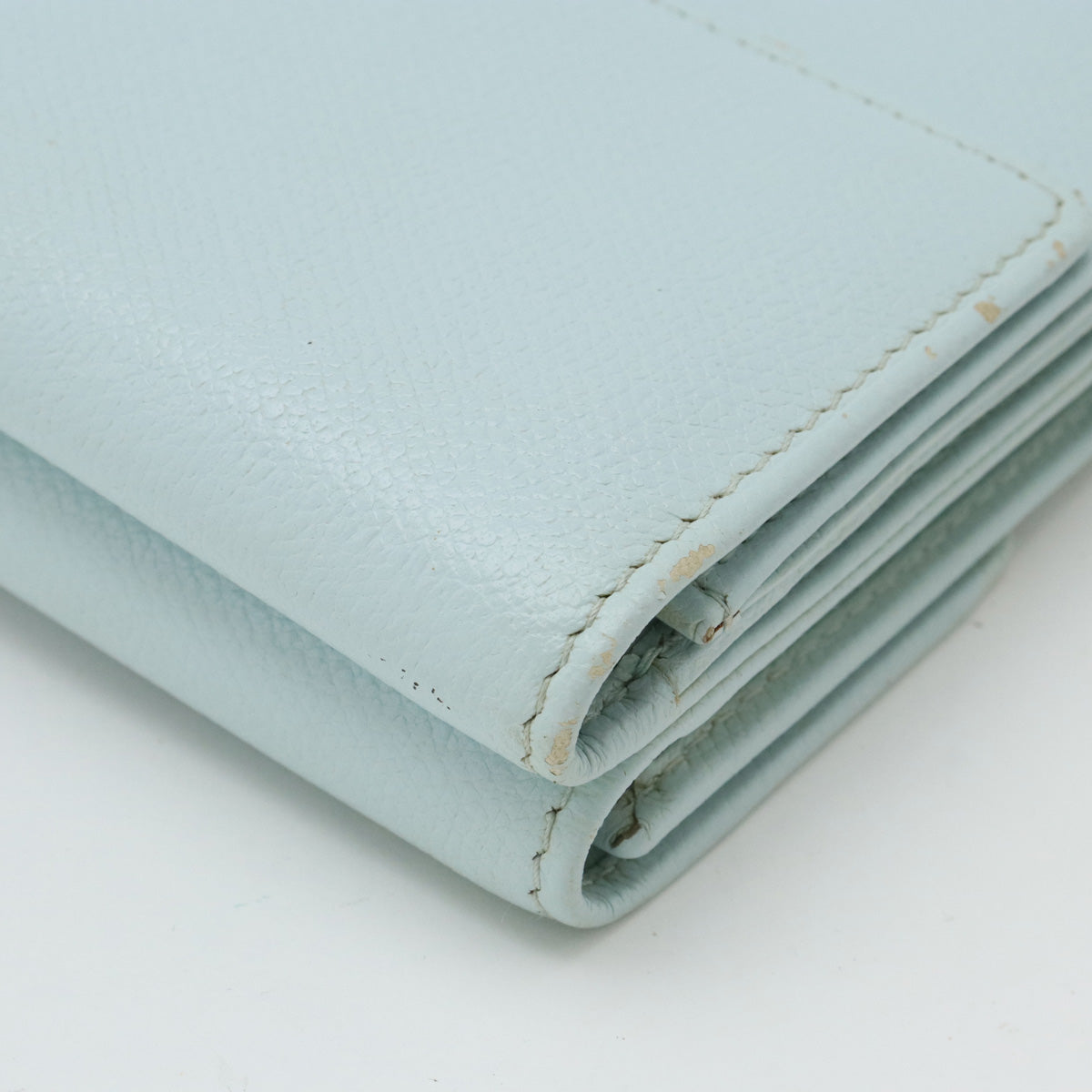 Top Quality Chanel Leather Tri-Fold Wallet Light Mint Blue
