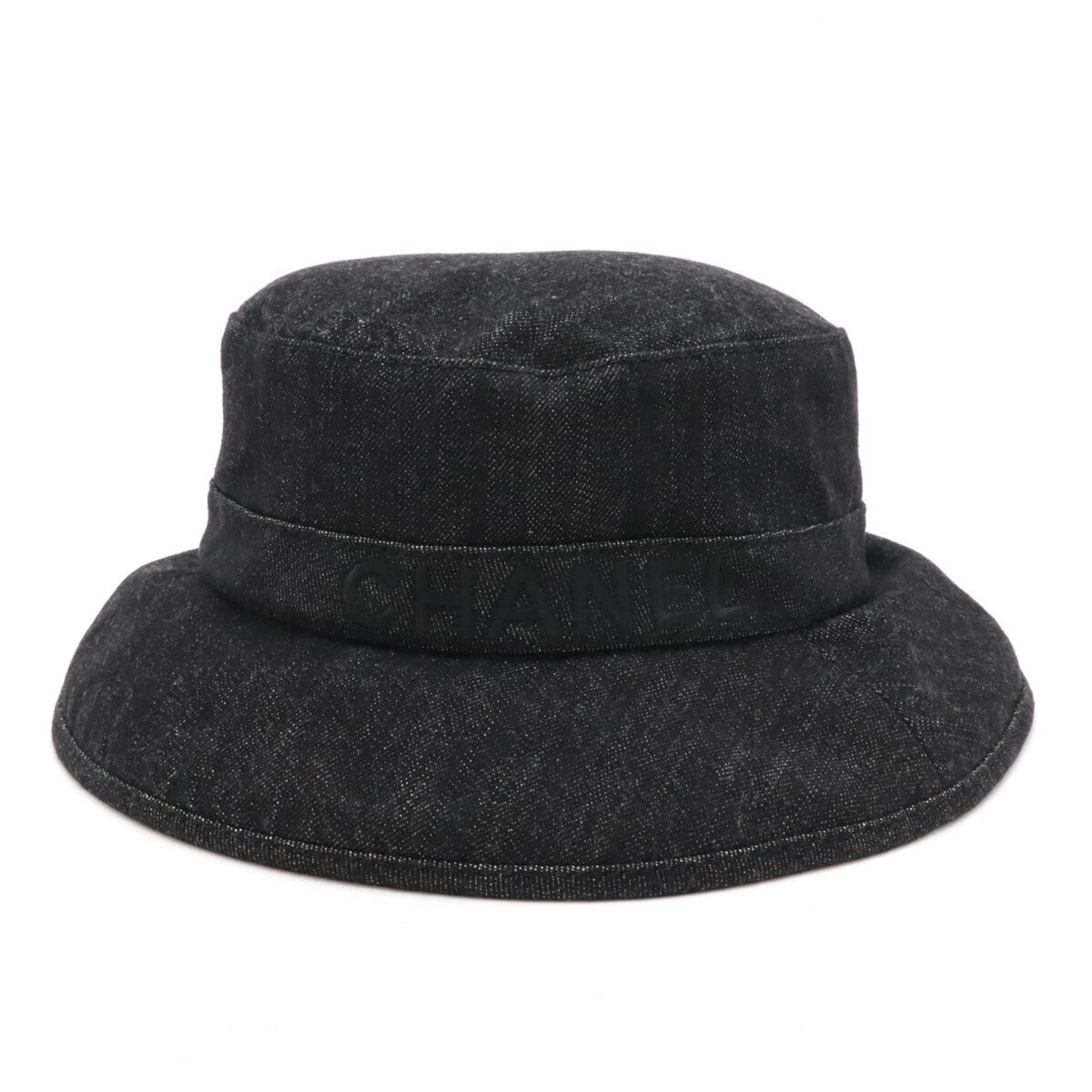 Top Quality Chanel Logo Denim Bucket Hat Black Cotton