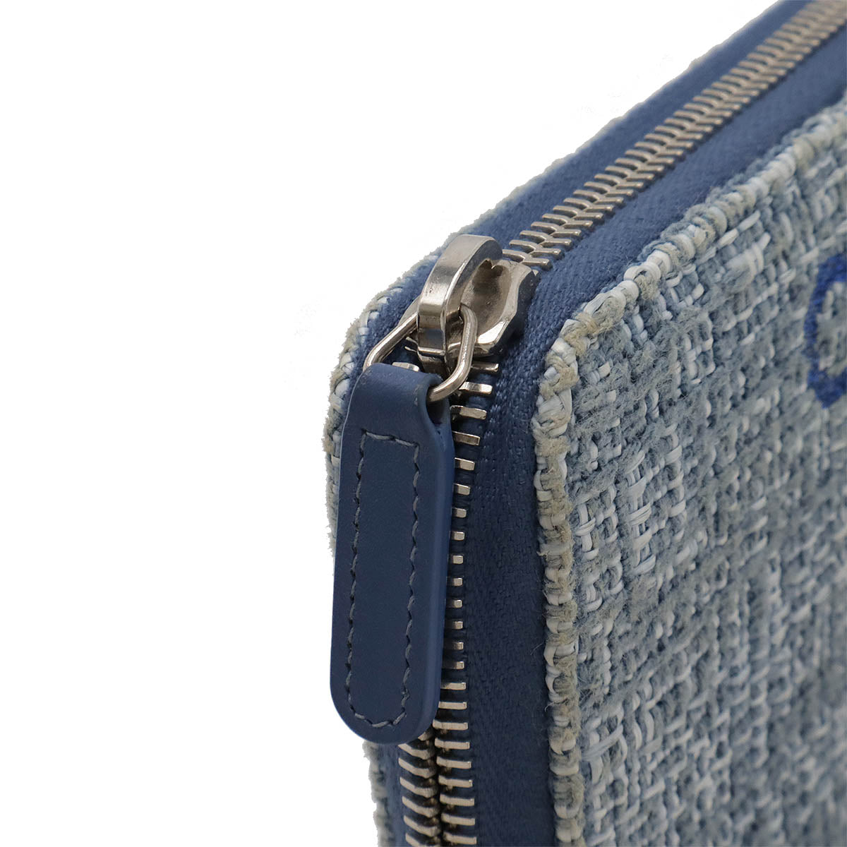 Top Quality Chanel Tweed Canvas Leather Wallet Blue