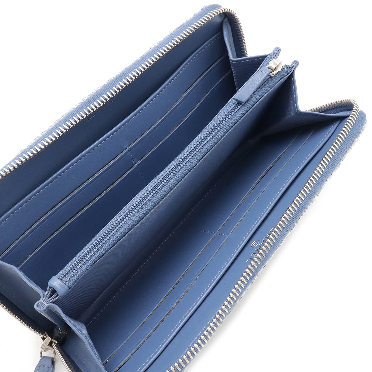 Top Quality Chanel Tweed Canvas Leather Wallet Blue