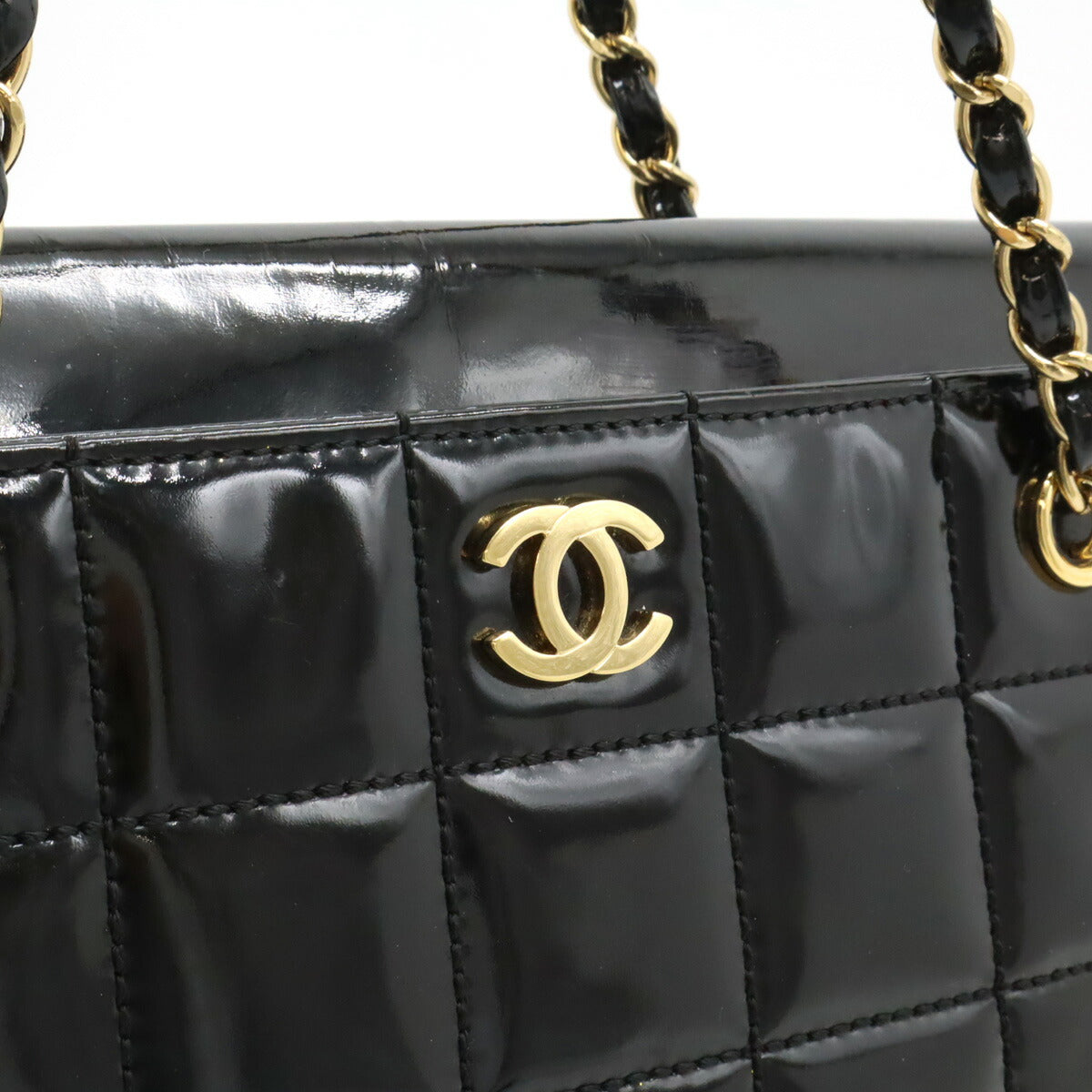 Top Quality Chanel Chocolate Bar Patent Tote Bag