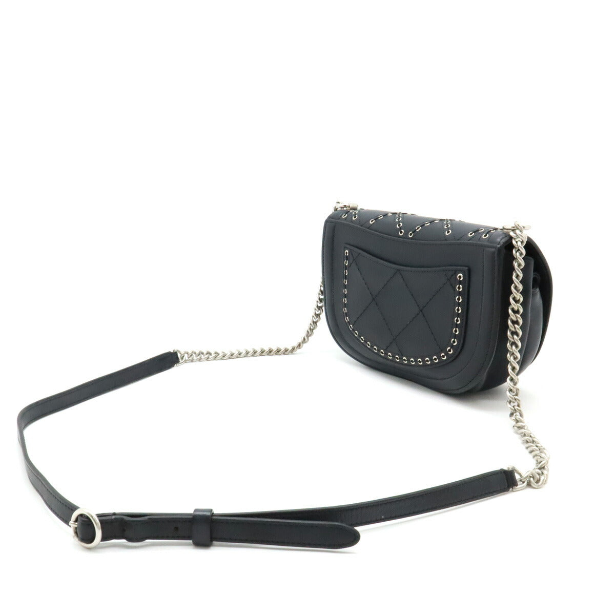Top Quality Chanel Leather Coco Eyelet Round Mini Chain Bag