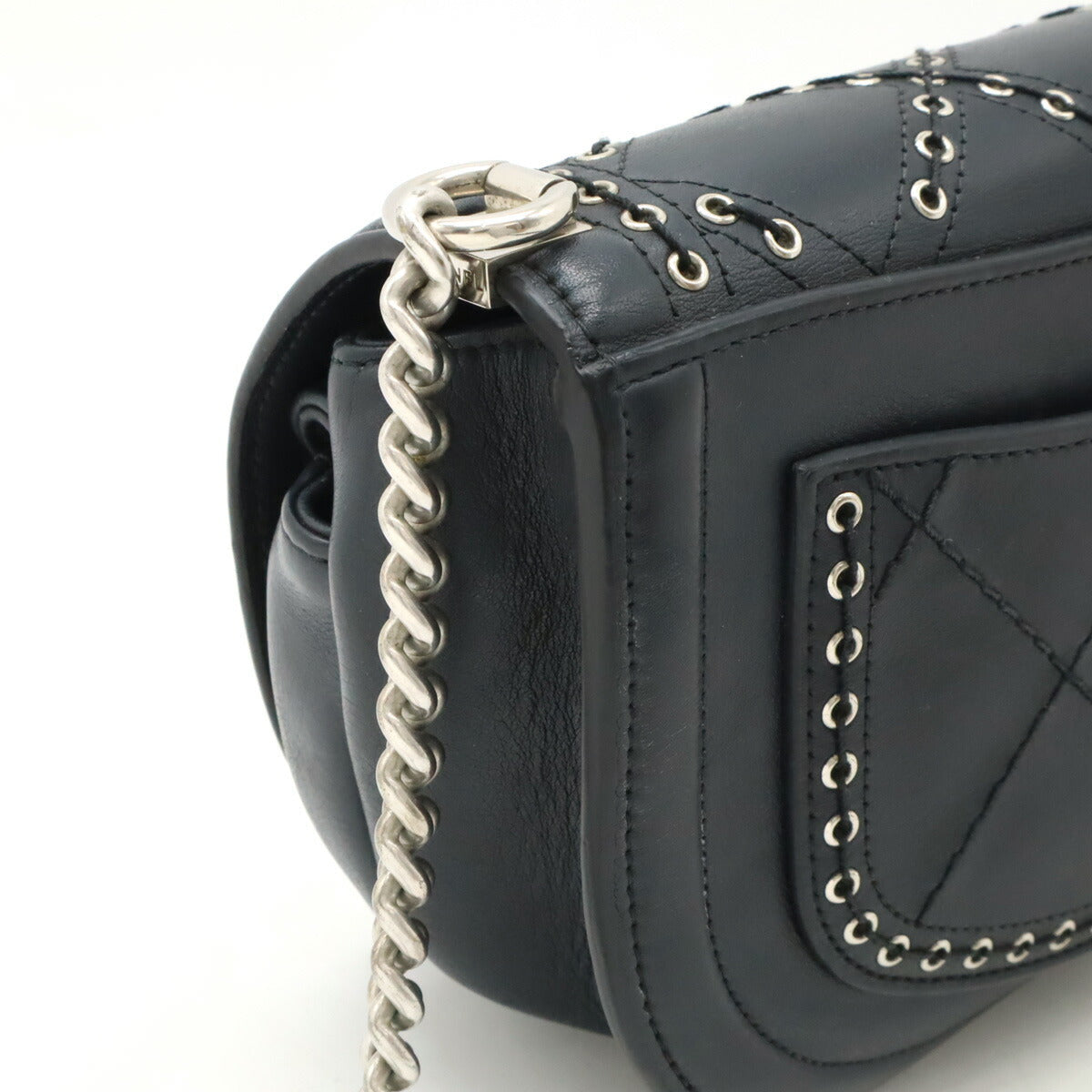 Top Quality Chanel Leather Coco Eyelet Round Mini Chain Bag