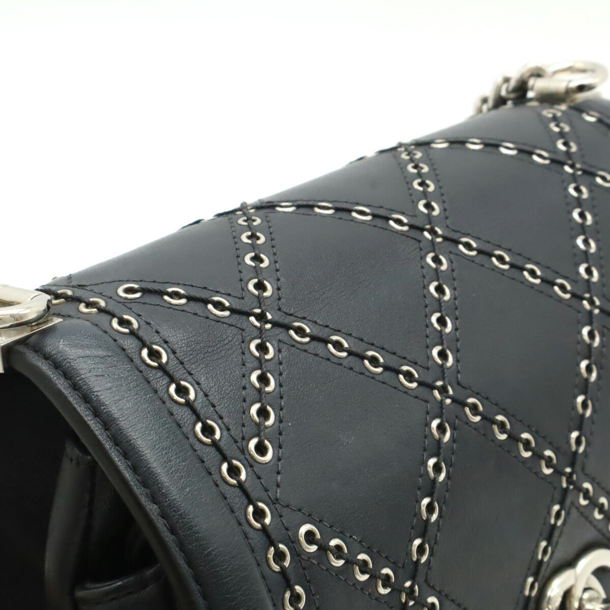 Top Quality Chanel Leather Coco Eyelet Round Mini Chain Bag