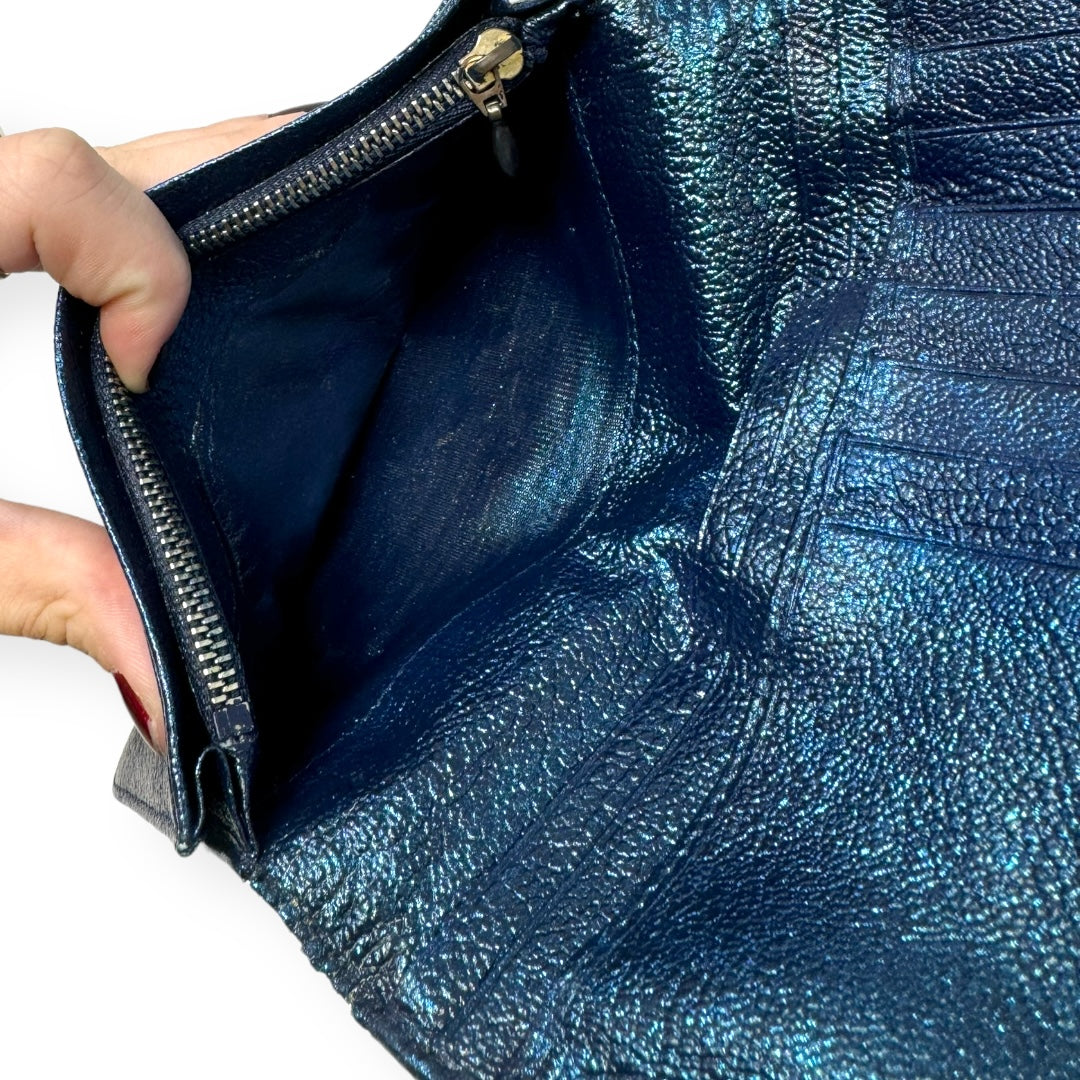 Bvlgari Bvlgari Upcycled Repurposed Bifold Wallet Designer Bvlgari In Glitter Painted Pebbled Leather. Size Small
