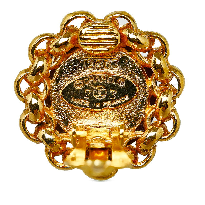 Top Quality Chanel Rhinestone Cocomark Earring Gold Red Gold Chanel