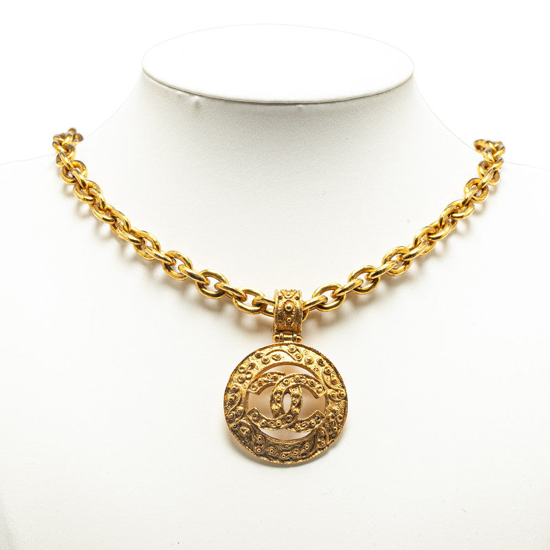 Top Quality Chanel Coco Mark Round Necklace Gold Plated