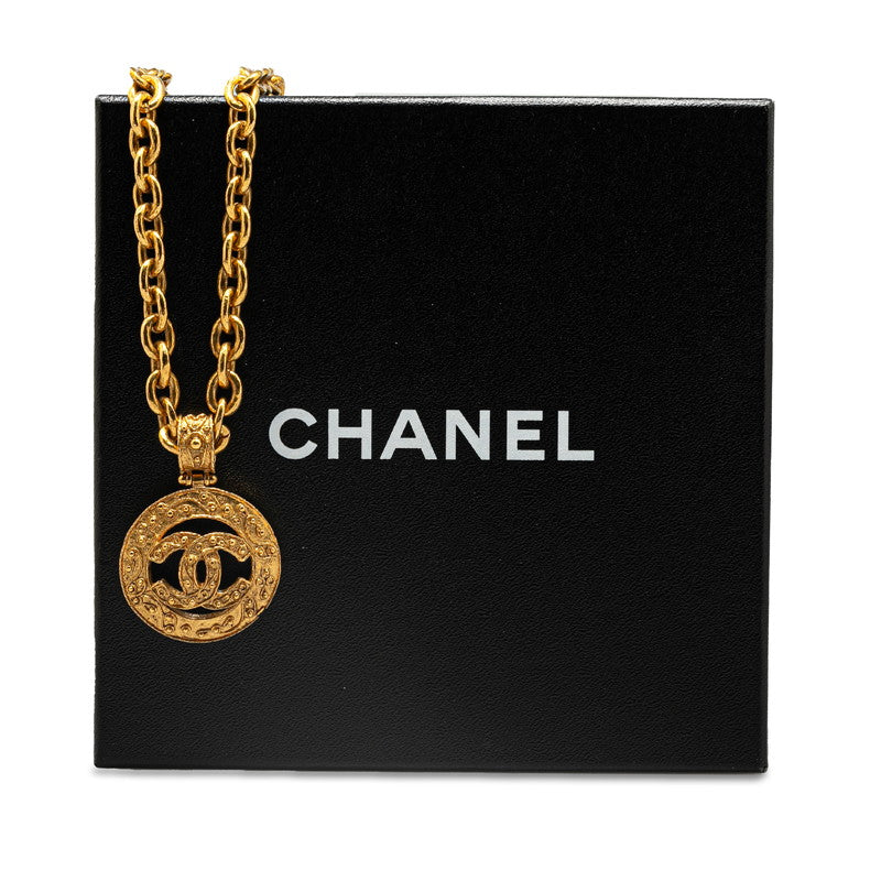 Top Quality Chanel Coco Mark Round Necklace Gold Plated