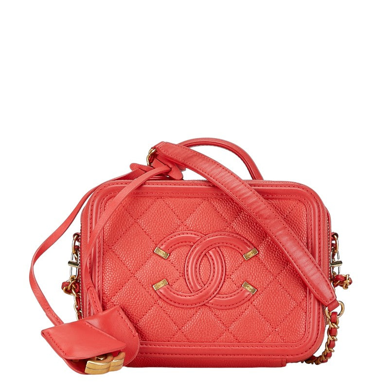 Top Quality Chanel Leather Coco Mark CC Filigree Chain Shoulder Bag