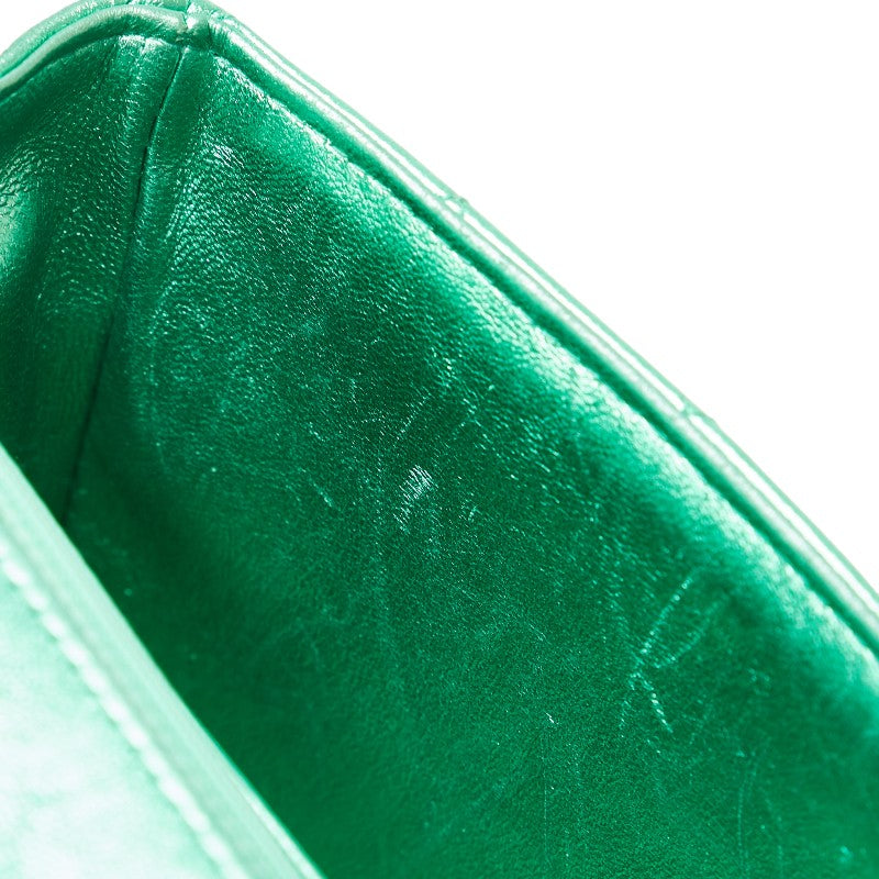 Top Quality Chanel Leather Coco Mark Matelasse Handbag Green Gold