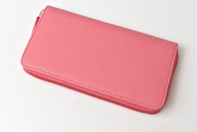 Top Quality Chanel Leather Long Wallet Round Zipper Rose CC Mark