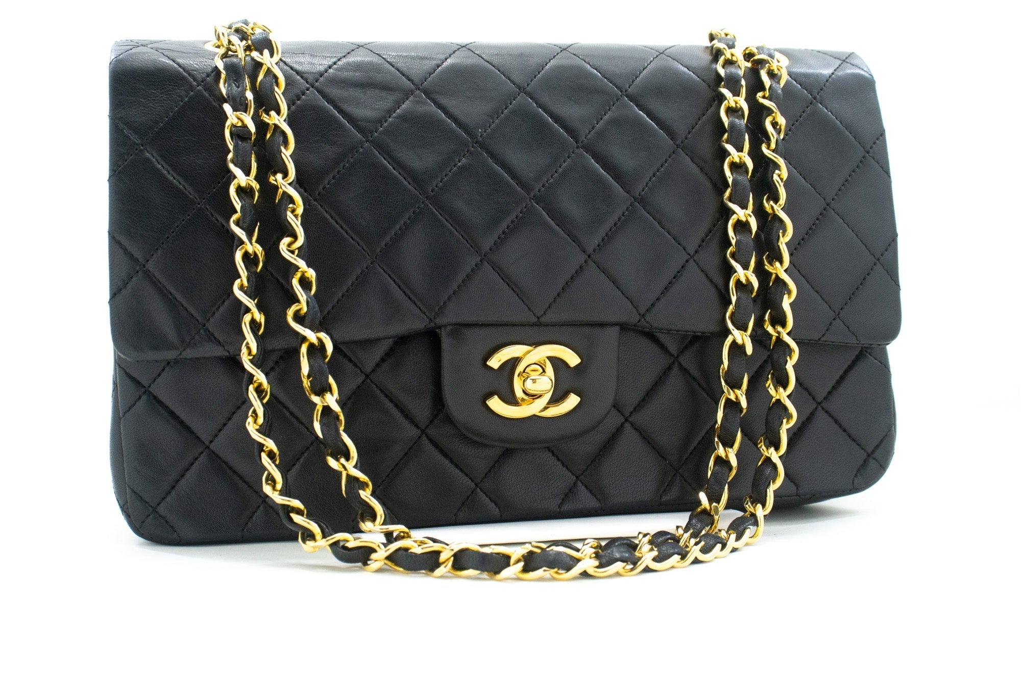 Top Quality Chanel Classic Double New 10 Chain Shoulder Bag Black Lambskin