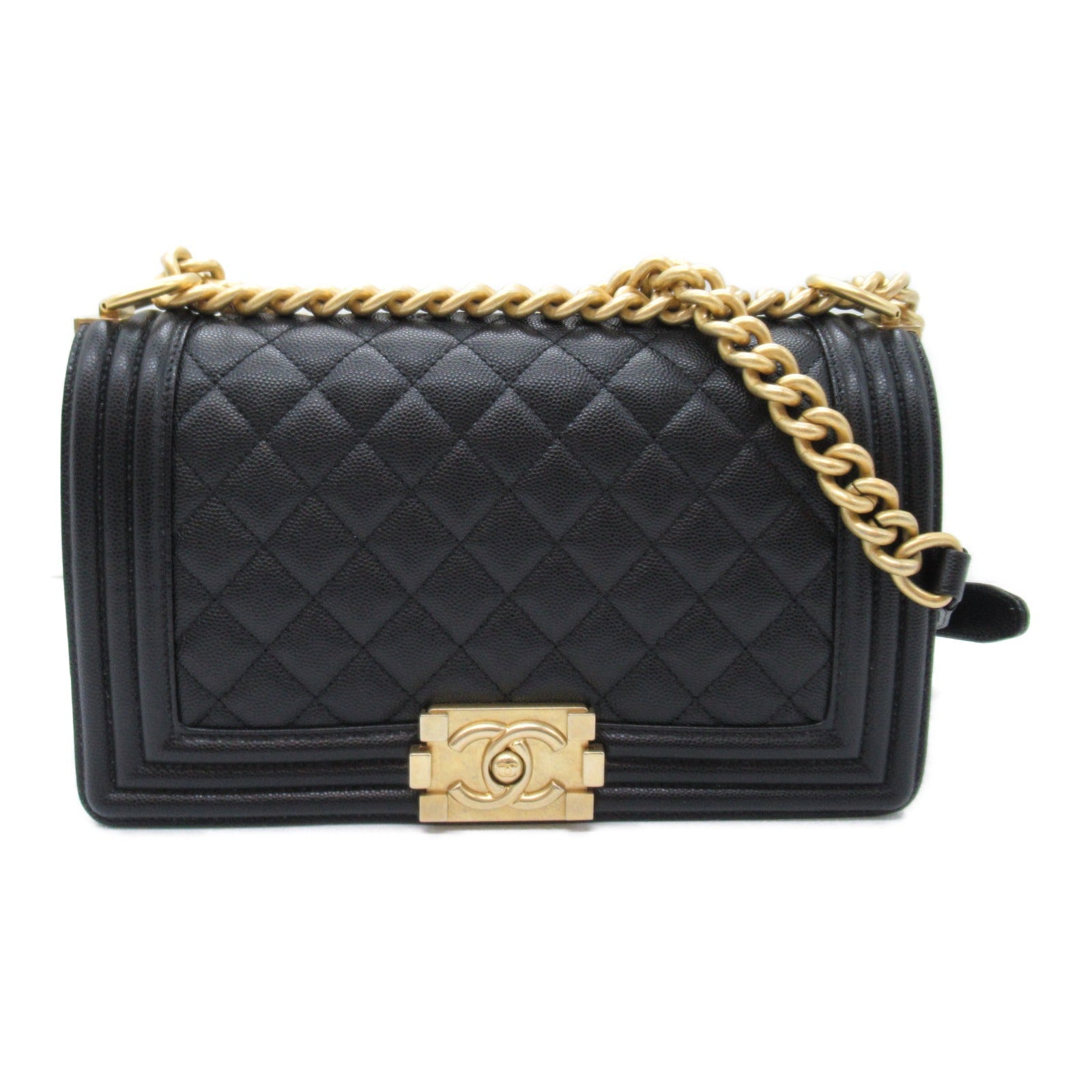 Top Quality Chanel Boy Caviar Chain Shoulder Bag Black