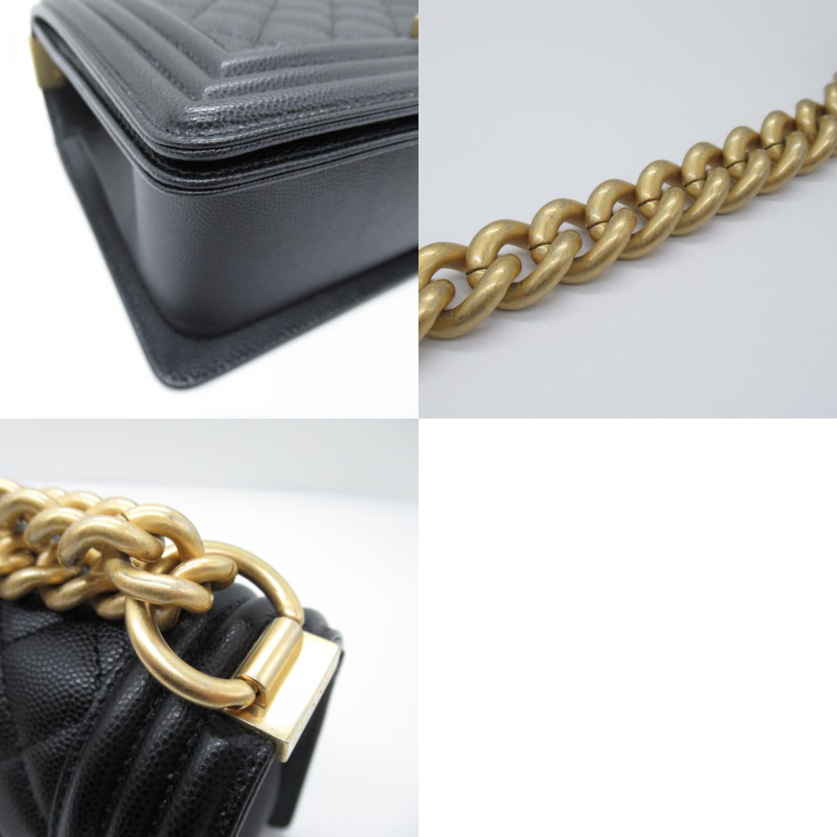 Top Quality Chanel Boy Caviar Chain Shoulder Bag Black