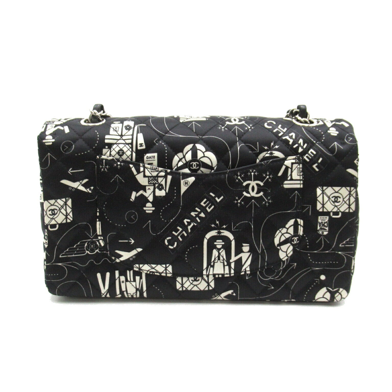 Top Quality Chanel Satin Airline W Flap Chain Shoulder Bag