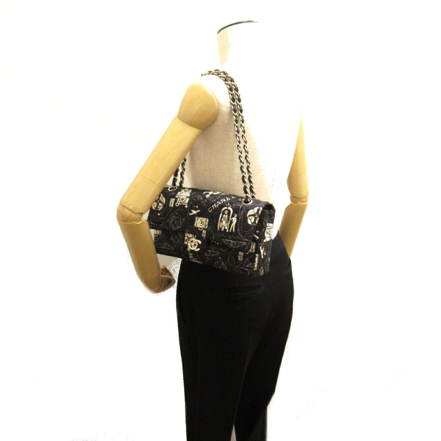 Top Quality Chanel Satin Airline W Flap Chain Shoulder Bag