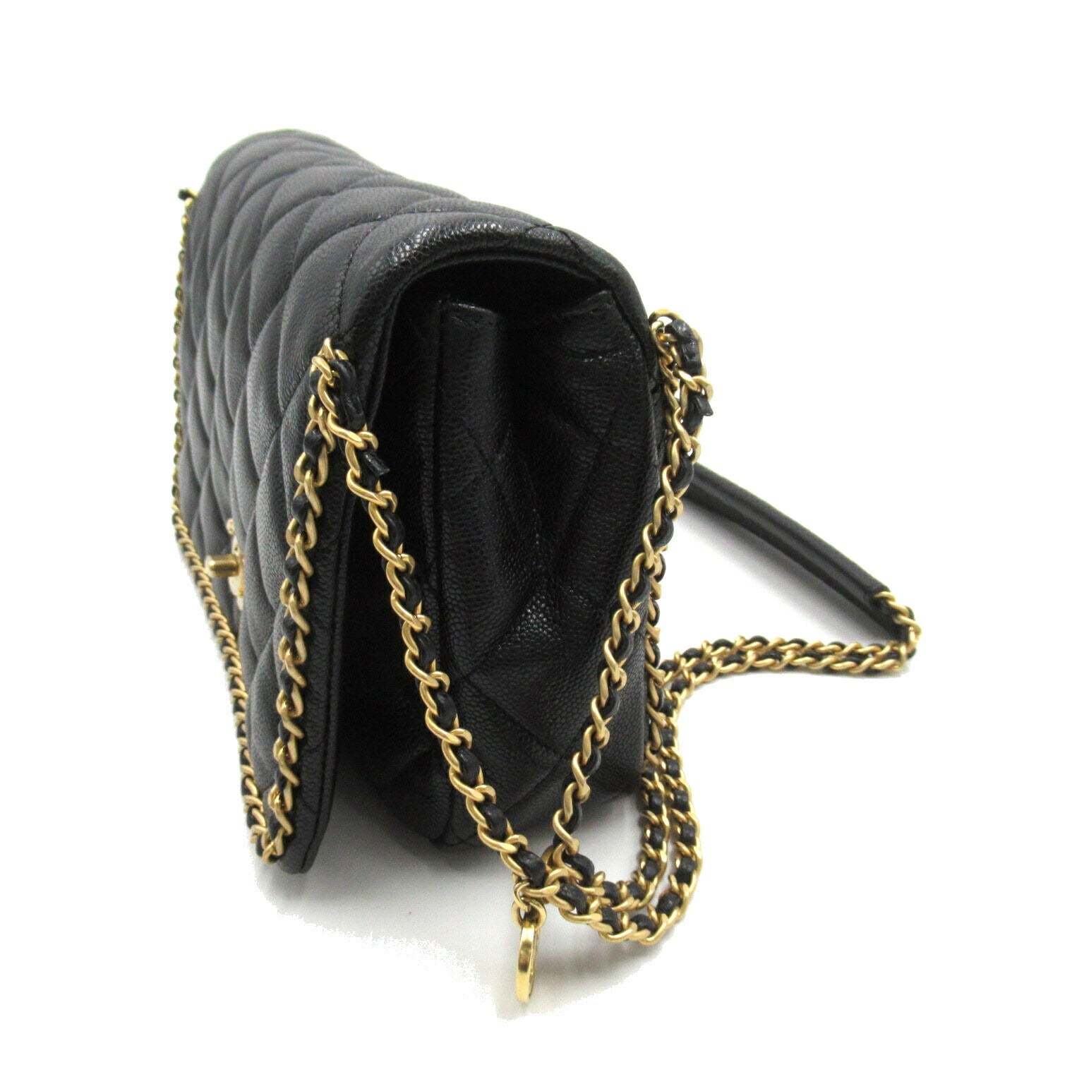 Top Quality Chanel Caviar Skin Matelasse Chain Shoulder Bag Black