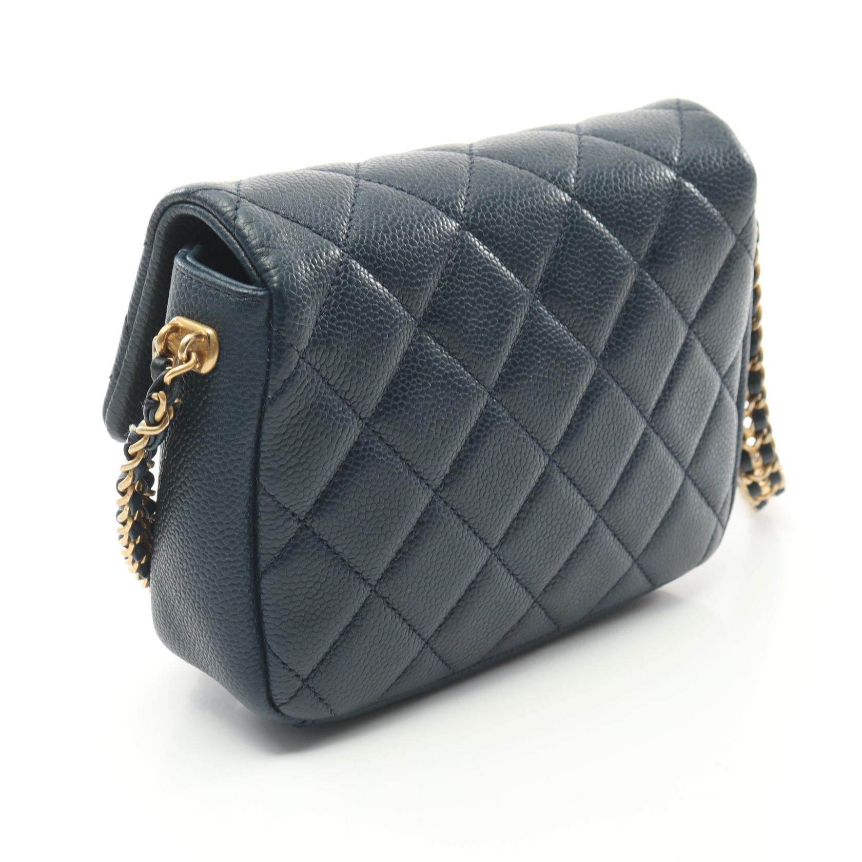 Top Quality Chanel Matelasse Leather Shoulder Bag Navy