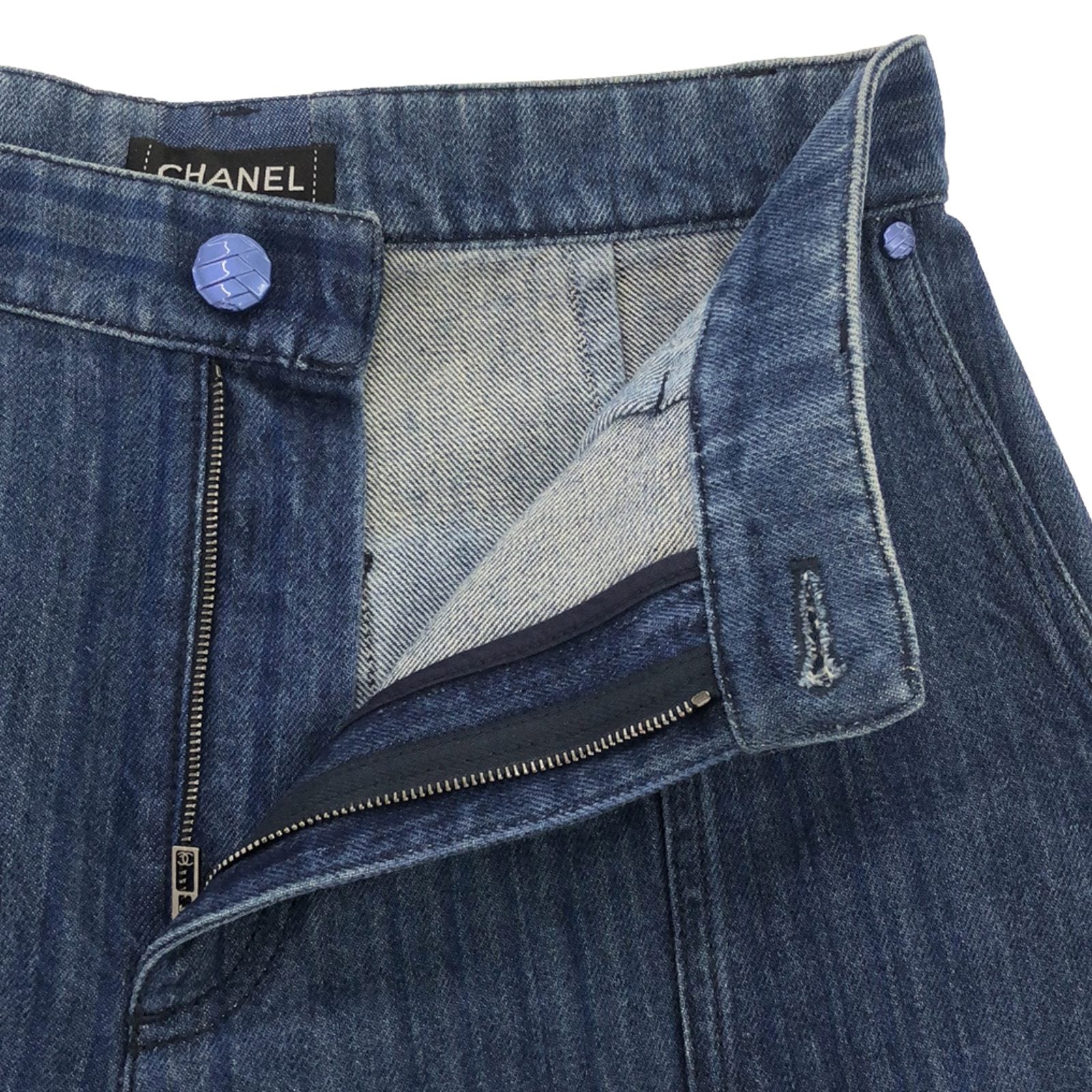 Top Quality Chanel Denim Wide Pants Cotton Blue