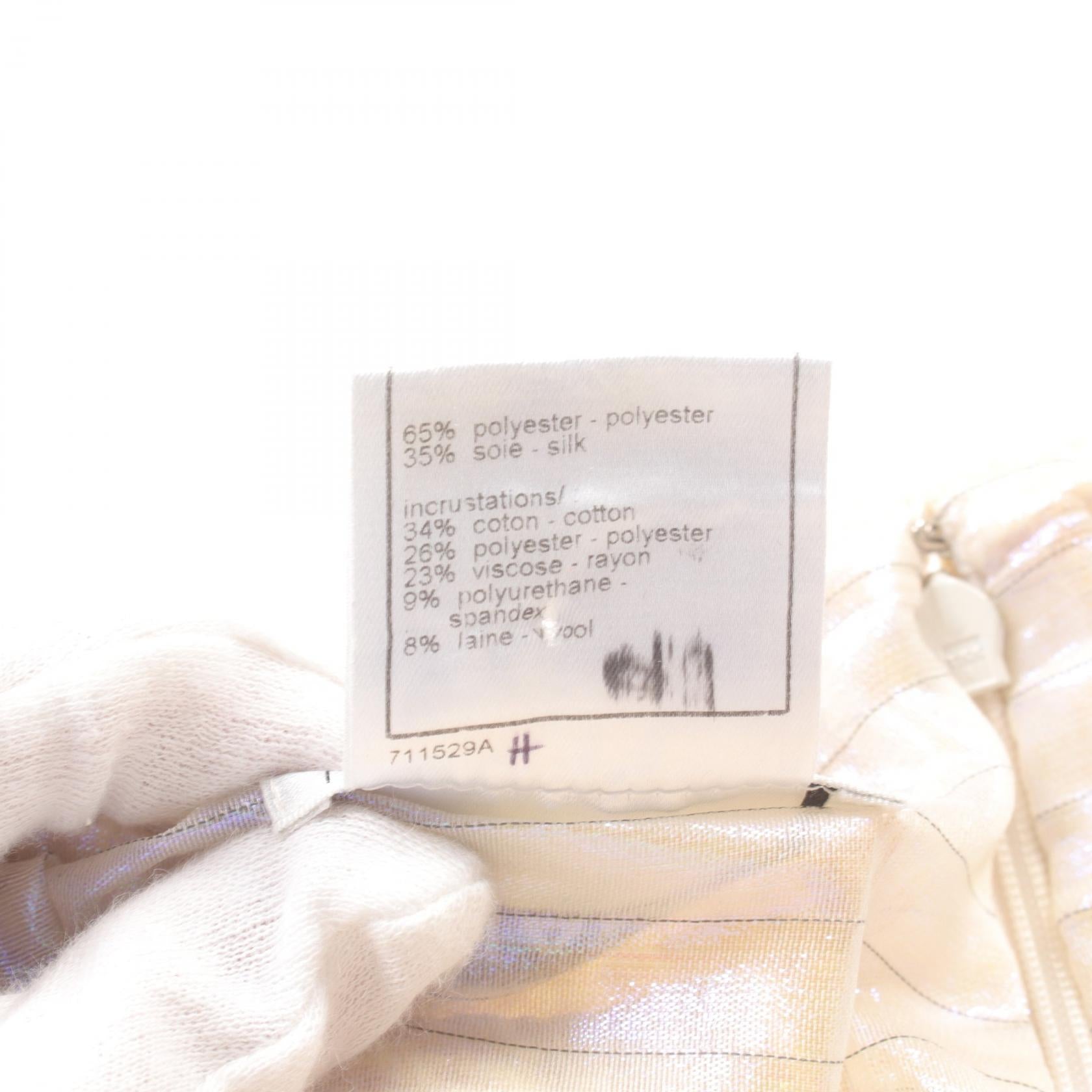 Top Quality Chanel Silk Polyester Skirt Ivory/Pink