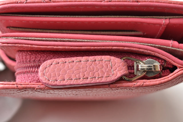 Top Quality Chanel Quilted Leather Bifold Wallet Rose Silver Hardware