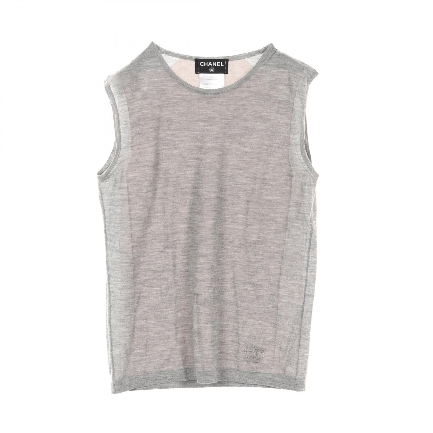 Top Quality Chanel Cashmere Silk Knit Top Gray