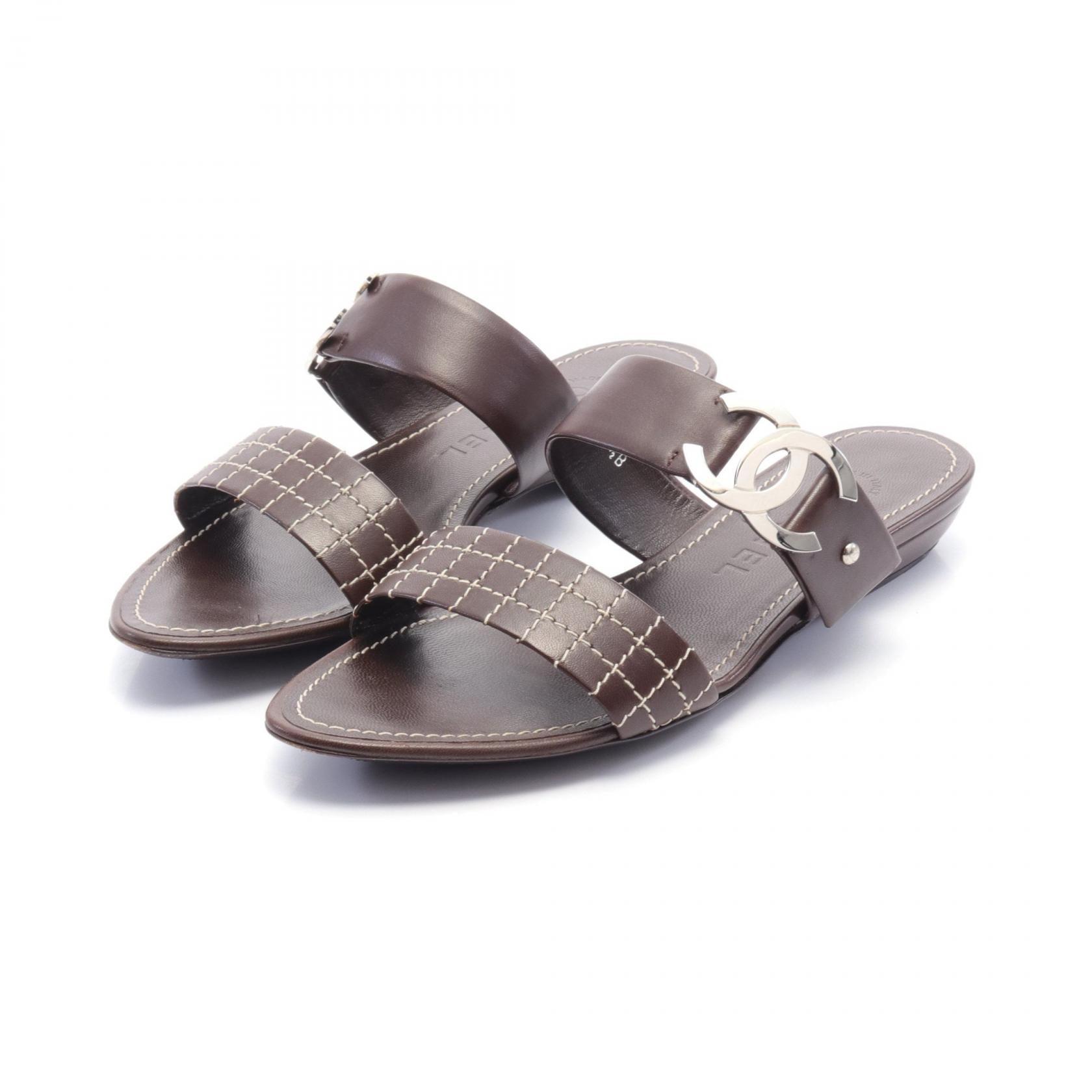 Top Quality Chanel Leather Coco Mark Sandals