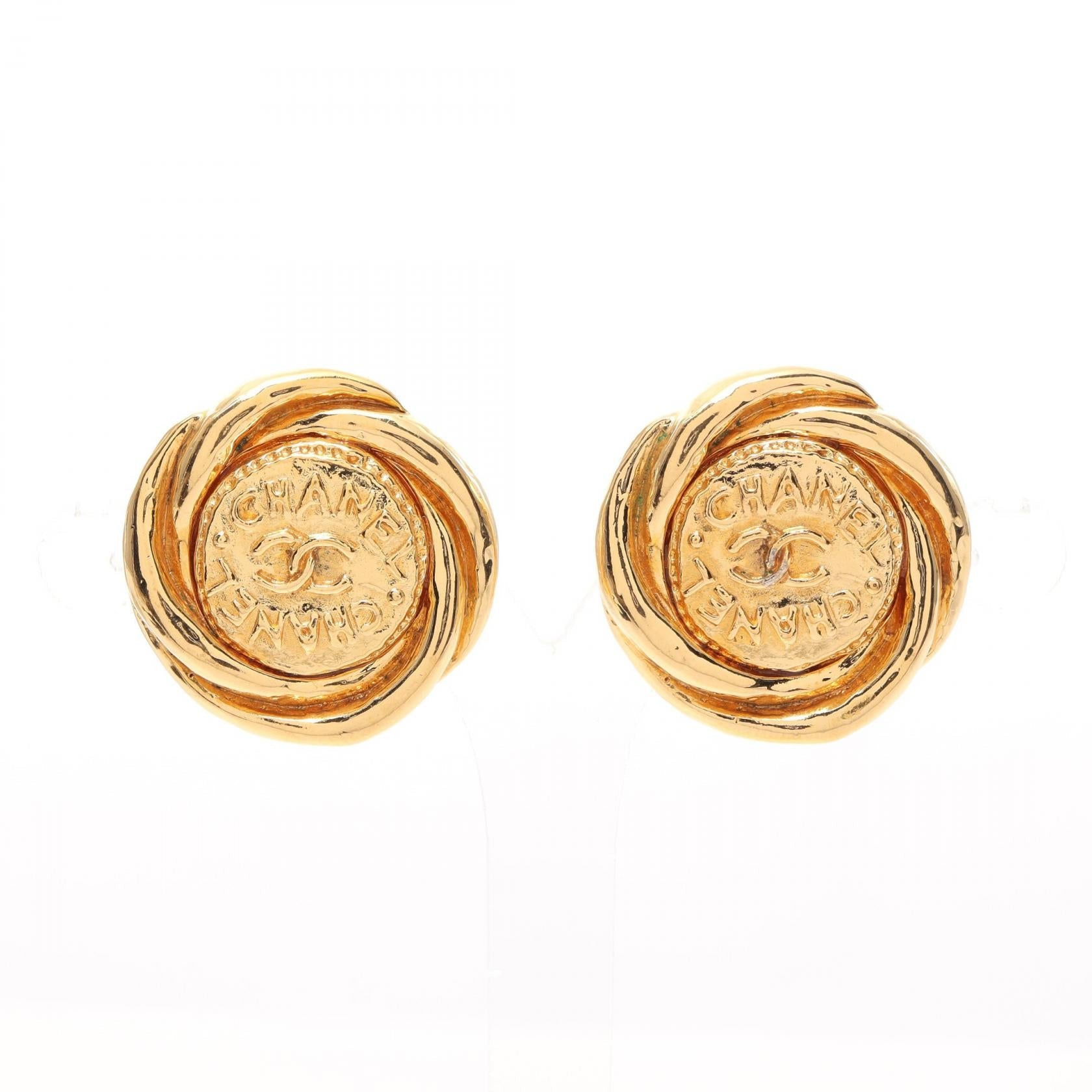 Top Quality Chanel Coco Mark Earrings Gold GP 93P