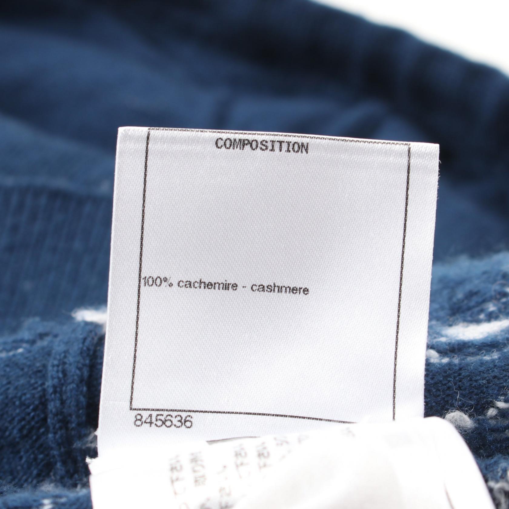 Top Quality Chanel Cashmere Coco Mark Hoodie Navy/White