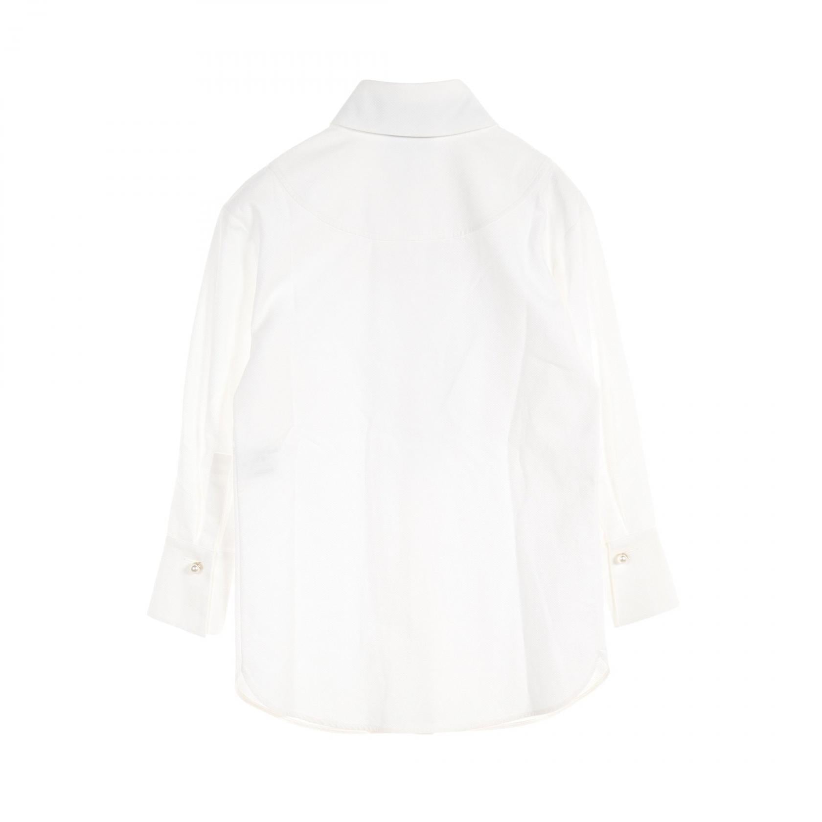 Top Quality Chanel Pearl Button Cotton Blouse