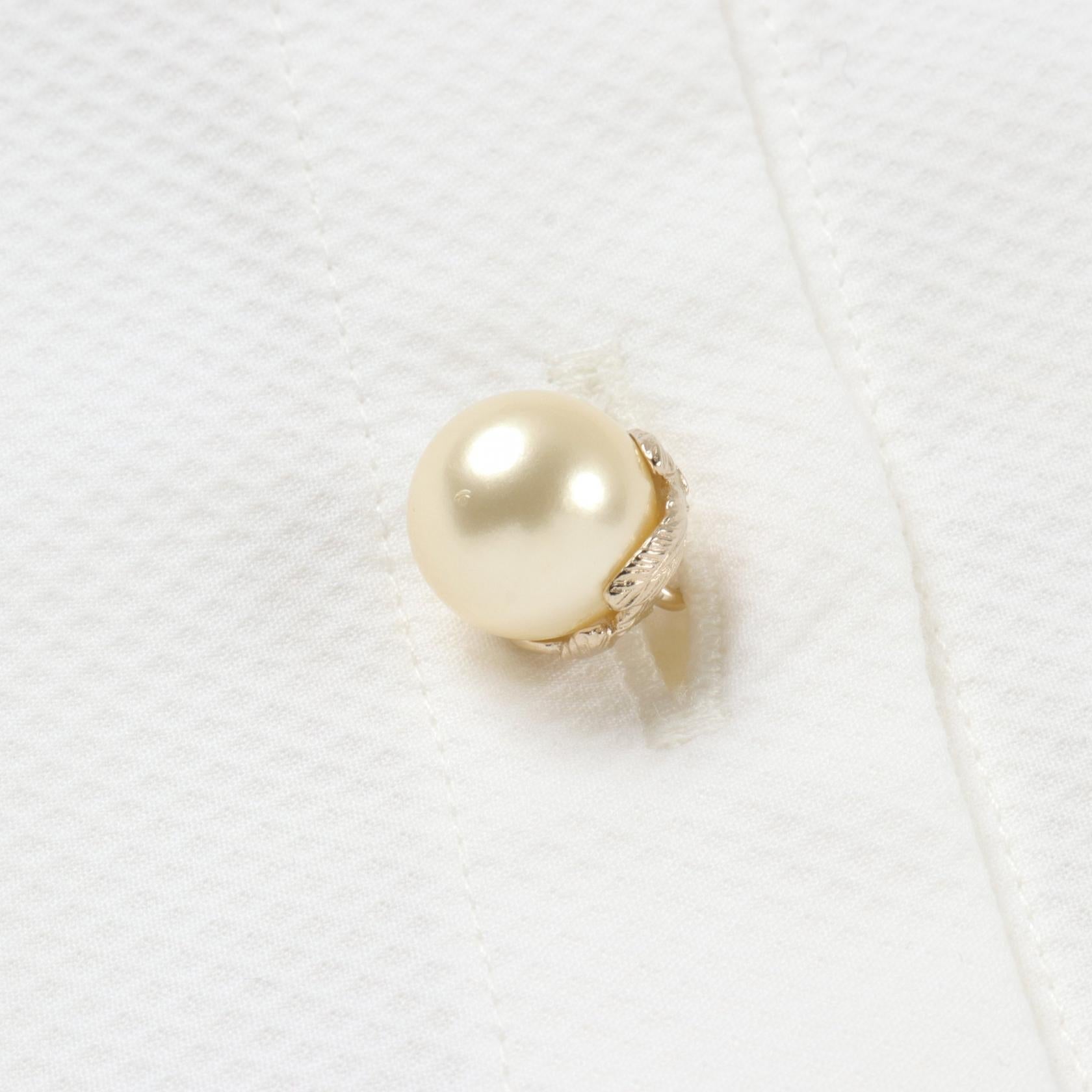 Top Quality Chanel Pearl Button Cotton Blouse