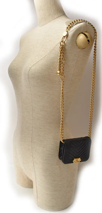 Top Quality Chanel Boy Belt Bag Coin Case Chain Pouch Black Gold Hardware