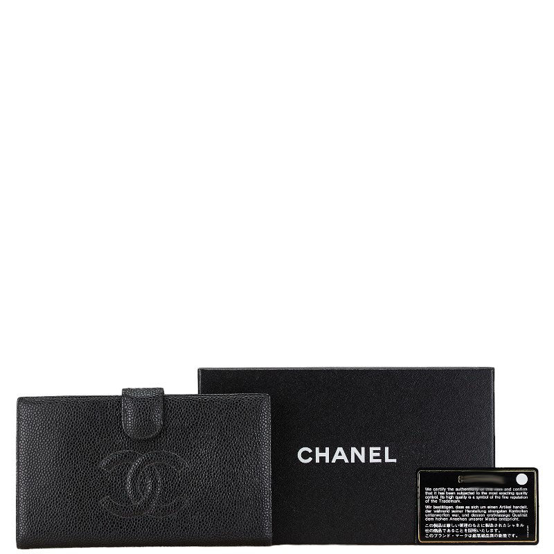 Top Quality Chanel Caviar Skin Coco Mark Long Wallet