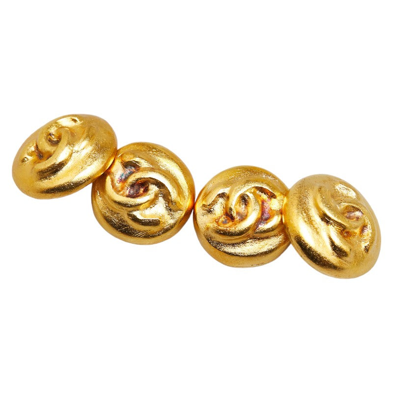 Top Quality Chanel Vintage Coco Mark Round Double Cufflinks Gold Plated
