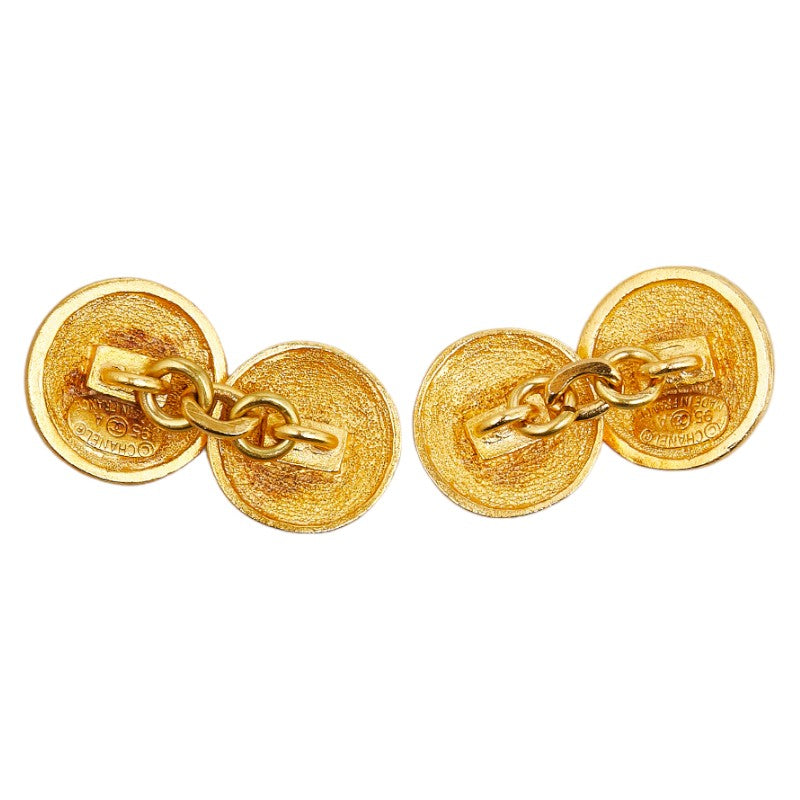 Top Quality Chanel Vintage Coco Mark Round Double Cufflinks Gold Plated